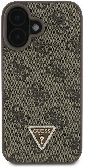 Guess Triangle Back Cover Leather Brown (iPhone 16 Plus)