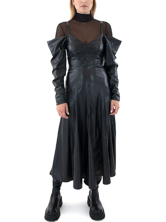 Black n Black Rochie Piele De Seară Neagră