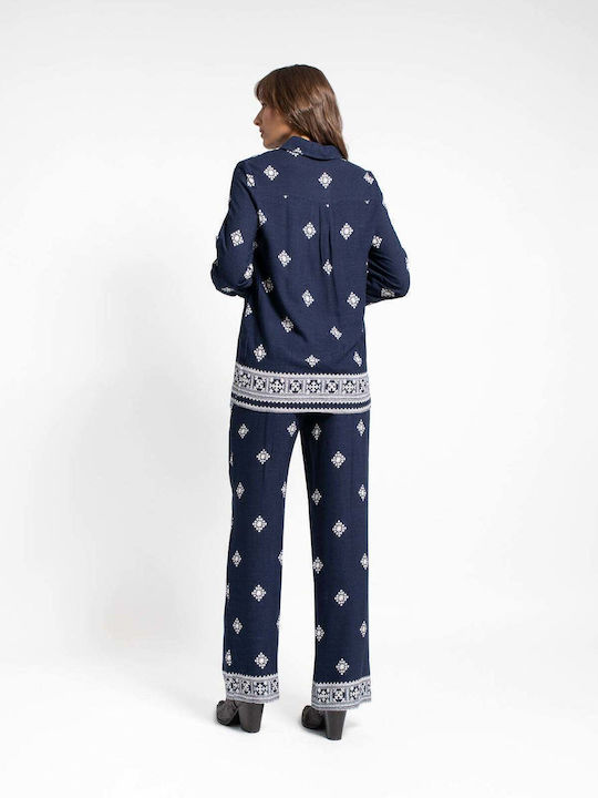 Damen Marineblau Set mit Hose mit Gummizug in Lockerer Passform