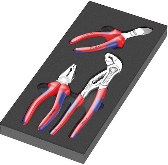 Клещи Knipex Wera 9780, 3 броя, черно-сиви, в пенопластова вложка за работилница