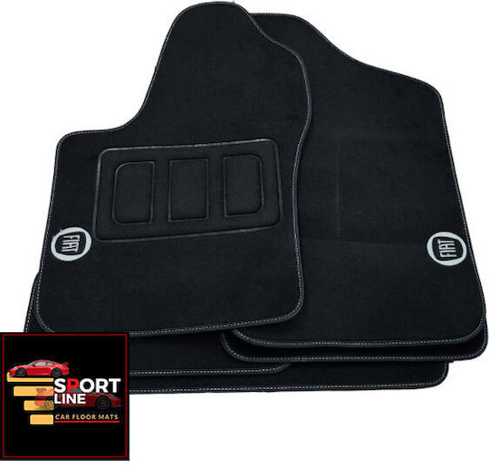 Covorașe Auto Fiat Seicento Sport Line Negre cu Cusături Albe Broderie Albă Fiat Set de 4 Bucăți