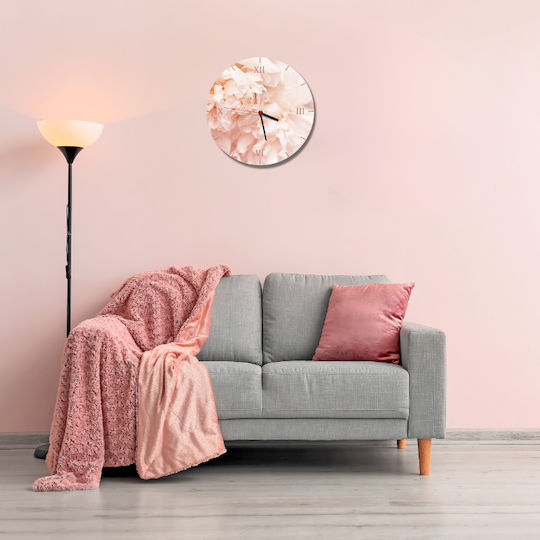 Ceas de Perete Decorativ pentru Living Flori de Bujori 30cm
