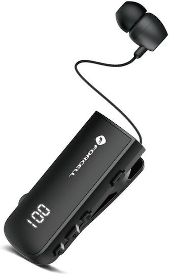 Forcell F-Audio Drive Earbud Bluetooth Handsfree Ακουστικό Πέτου με Αντοχή στον Ιδρώτα Μαύρο