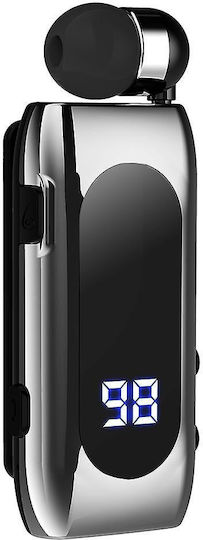 K55 In-ear Bluetooth Handsfree Ακουστικό Πέτου Ασημί