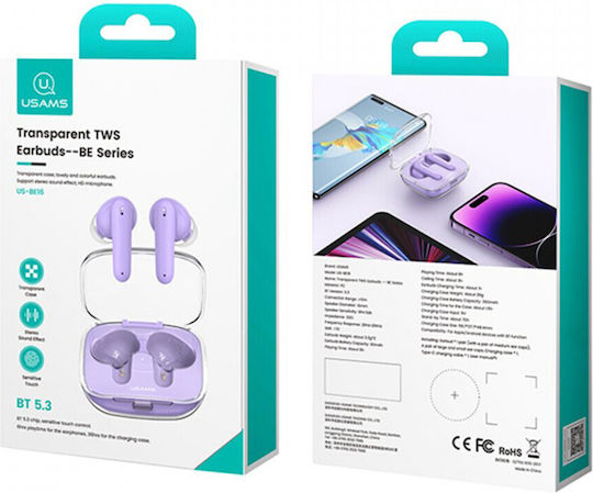 Usams Us-be16 In-ear Bluetooth Handsfree Ακουστικά με Θήκη Φόρτισης Μπλε