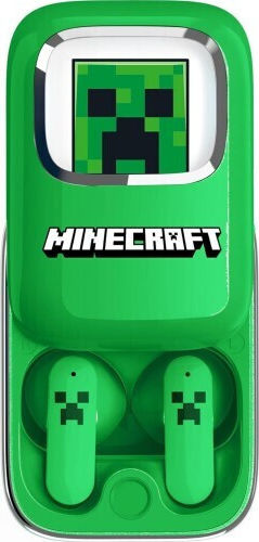 OTL Minecrarft Slide In-ear Bluetooth Handsfree Ακουστικά με Θήκη Φόρτισης Πράσινα
