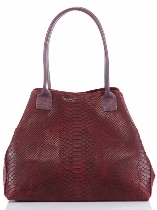 Passaggio Leather Leather Women's Bag Shopper Shoulder Burgundy