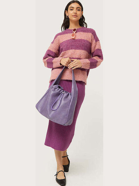 Women's Long Sleeve Sweater Striped Purple
