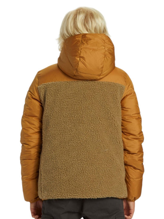 Kinder Steppjacke Kurz Beidseitig mit Kapuze TAN