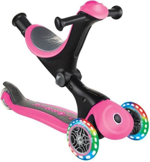 Globber Kinderroller Klappbar Go.Up Deluxe Fantasy Lights 3-Rad mit Sitz für 3+ Jahre Rosa