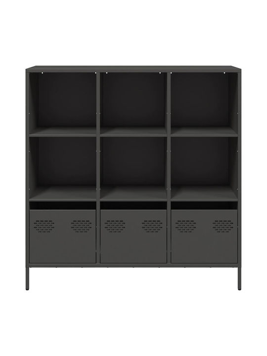 Wandregal Boden Schwarz 101.5x39x103.5cm