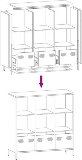 vidaXL Wohnzimmer Vitrine aus Metallisch Schwarz 101.5x39x103.5cm