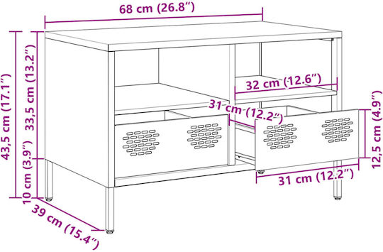 Έπιπλο Τηλεόρασης Μεταλλικό Λαδί Μ68xΠ39xΥ43.5cm