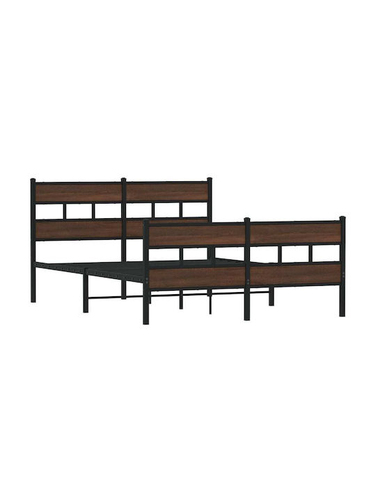 Doppeltes Metallbett Braun Mit Lattenrost Für Die Matratze 137x190cm