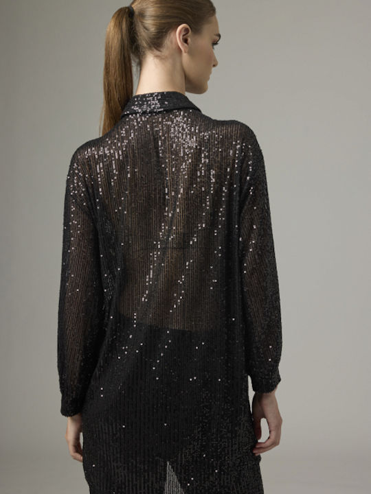 Oversized Black Sequin Shirt