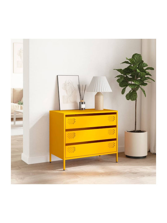 Metallic Chest of Drawers Mustard 68x39x58.5cm