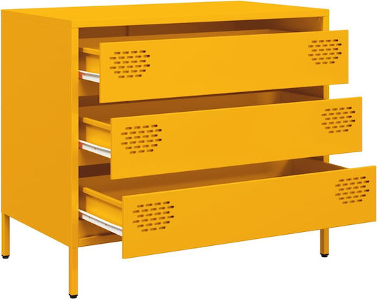 Comoda pentru Dormitor Metalică cu 3 sertare Mustard 68x39x58.5buc