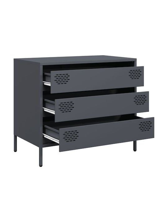 Συρταριέρα Κρεβατοκάμαρας mit 3 Schubladen Anthracite 68x39x58.5cm