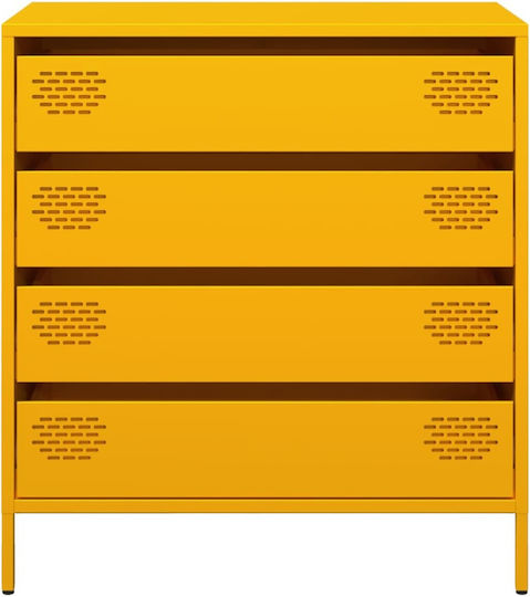 Metallic Chest of Drawers with 4 Drawers Mustard 68x39x73.5cm
