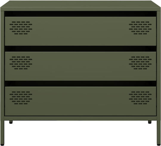 Comoda pentru Dormitor Metalică cu 3 sertare Olive 68x39x58.5buc
