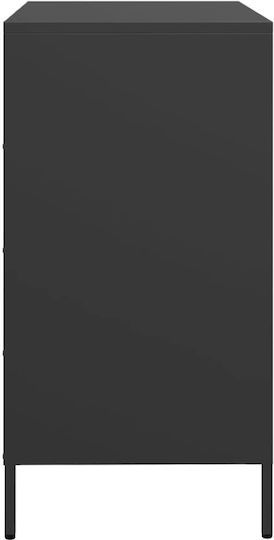 Metallic Chest of Drawers with 4 Drawers Black Velvet-Black Metal 68x39x73.5cm