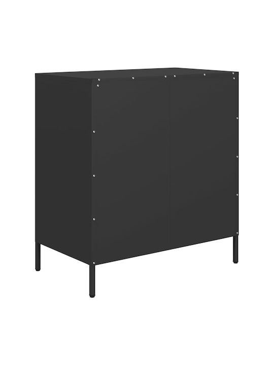 Metallic Chest of Drawers with 4 Drawers Black Velvet-Black Metal 68x39x73.5cm