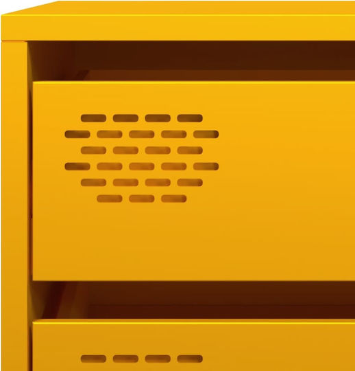 Metallic Chest of Drawers with 4 Drawers Mustard 68x39x73.5cm