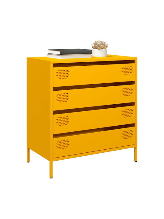 Συρταριέρα Κρεβατοκάμαρας mit 4 Schubladen Mustard 68x39x73.5cm
