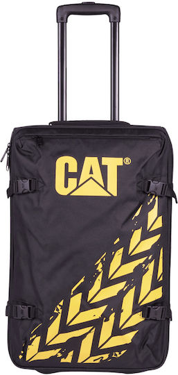 CAT Cabin Travel Suitcase Fabric Black Velvet-Black Metal with 2 Wheels Height 53cm