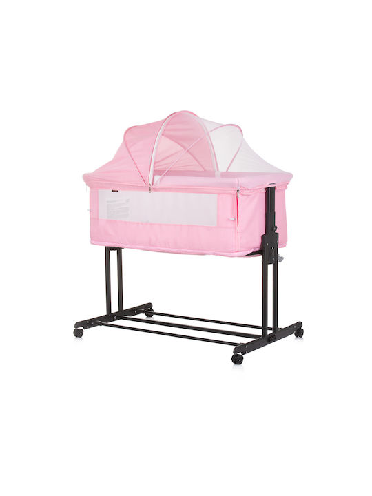 Chipolino Cradle with Mattress, Side Opening, and Wheels Pink