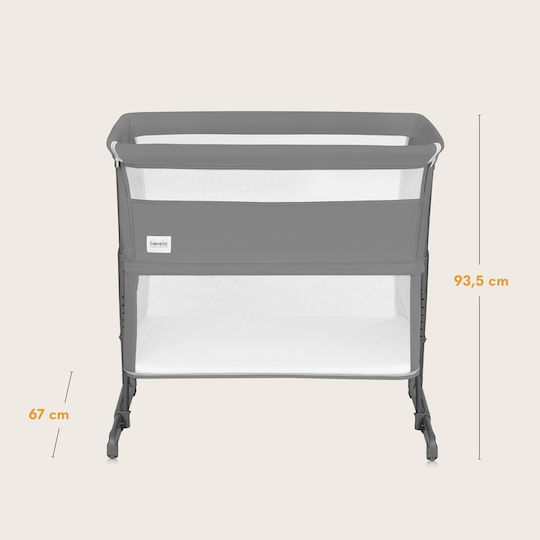 Lionelo Wiege Thomi Plus mit Matratze und Rädern Gray Concrete