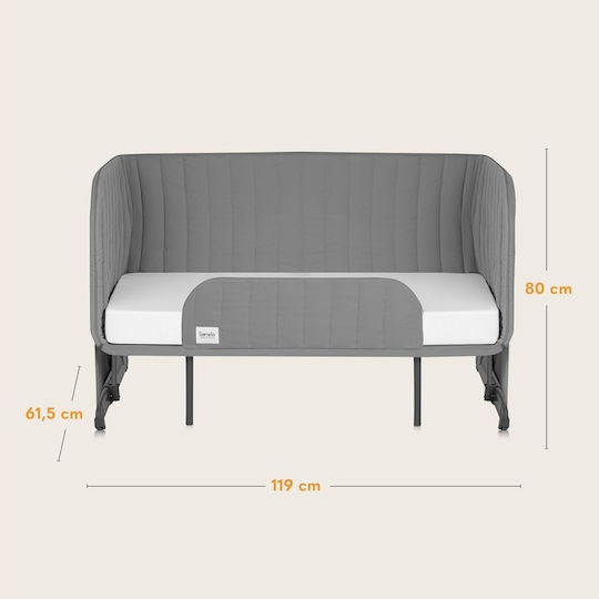 Lionelo Wiege Thomi Plus mit Matratze und Rädern Gray Concrete