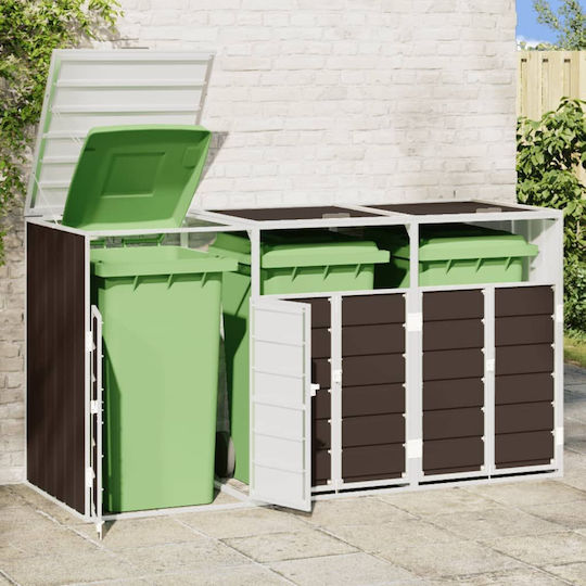 Triple Waste Bin Frame 216x81x115 cm Steel Brown 4006182