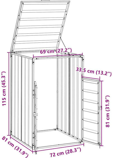 Рамка за кошче 1 кошче сив 72x81x115 см стомана сив 4006172