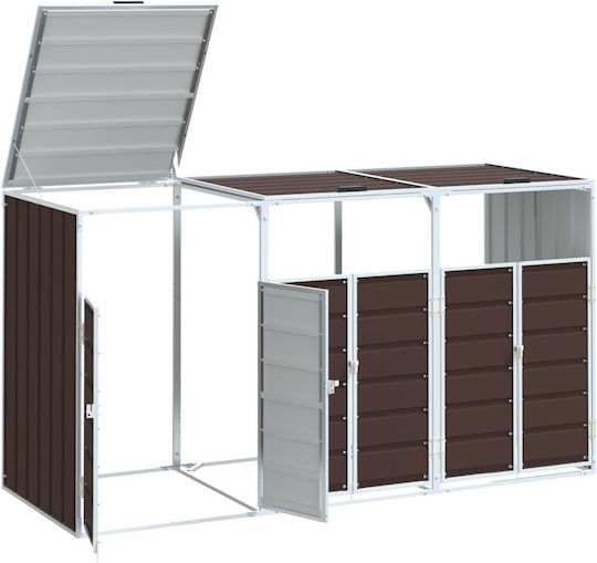 Triple Waste Bin Frame 216x81x115 cm Steel Brown 4006182