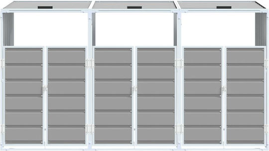 Dreifach-Abfallbehälterrahmen 216x81x115 cm Stahl Grau 4006180