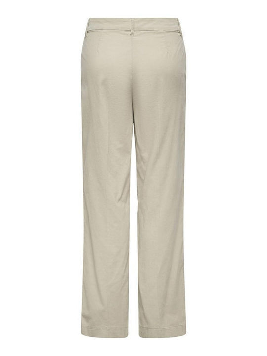 Only Women's Cotton Trousers in Regular Fit Beige