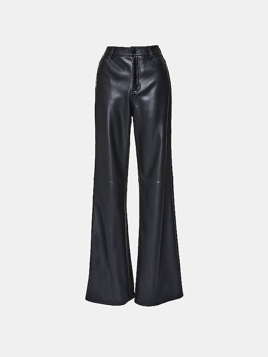 Lynne Women's Leather Trousers in Loose Fit Black