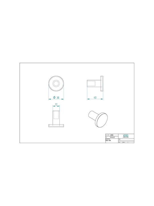 Verdi Lamda Single Wall-Mounted Bathroom Hook ​3.8x3.8cm Pink