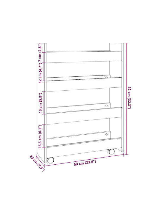 vidaXL Τρόλεϊ Κουζίνας Ξύλινο 4 Θέσεων Καφέ 60x20x82cm