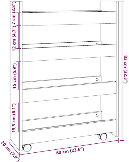 vidaXL Τρόλεϊ Κουζίνας Ξύλινο 4 Θέσεων Καφέ 60x20x82cm