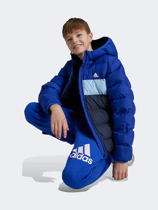 Down Kids Sports Jacket with Hood Blue