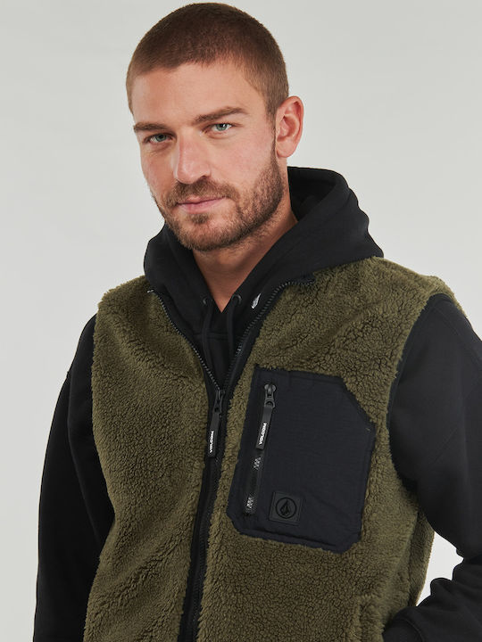 Muzzer Fuzzar Men's Fleece Cardigan Khaki