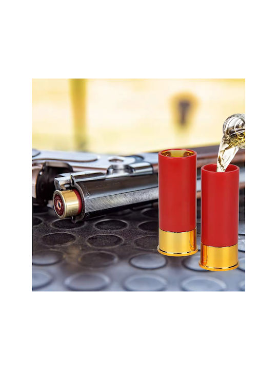 Set 4 Bullet-shaped Shot Glasses Zola Plastic 9x3.5 Cm Red Golden