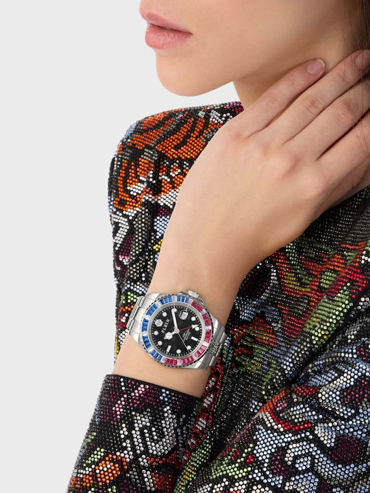 Philipp Plein Men's Watch Battery with Silver Metal Bracelet