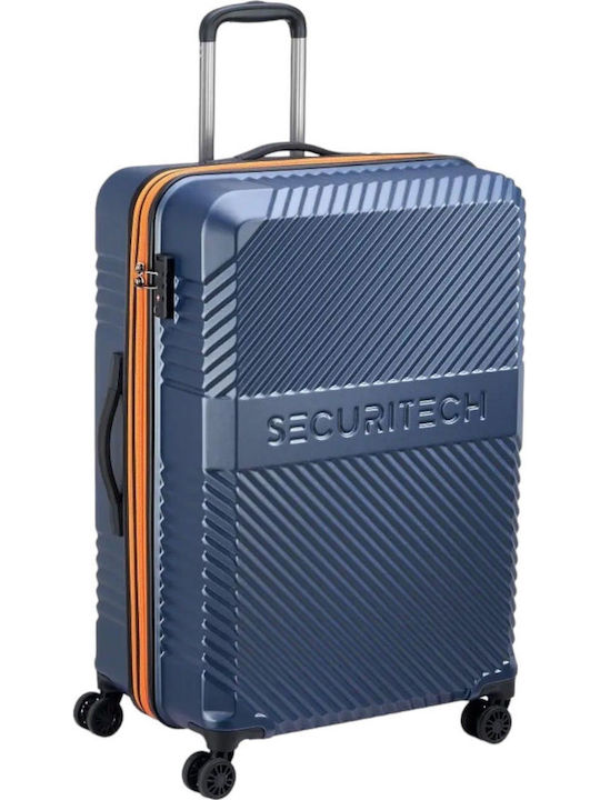 Securitech by Delsey Patrol Μεγάλη Βαλίτσα Ταξιδίου Σκληρή Blue με 4 Ρόδες Ύψους 75.5εκ.