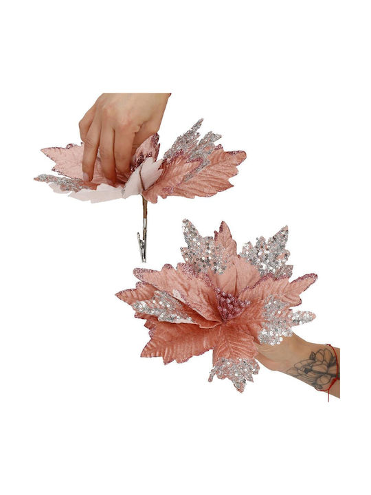 Set Weihnachtsbaumschmuck Blumen Kunststoff Rosa 5 Stück