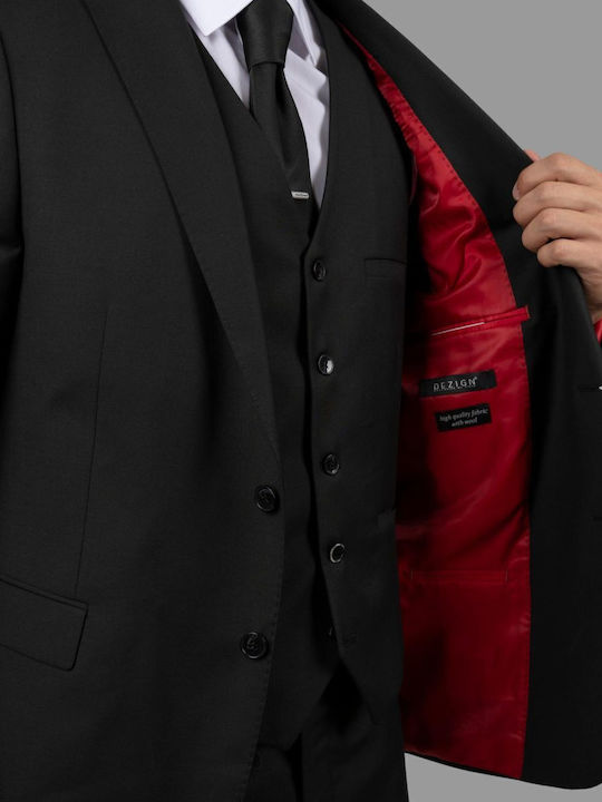 Herrenanzug mit Weste Black