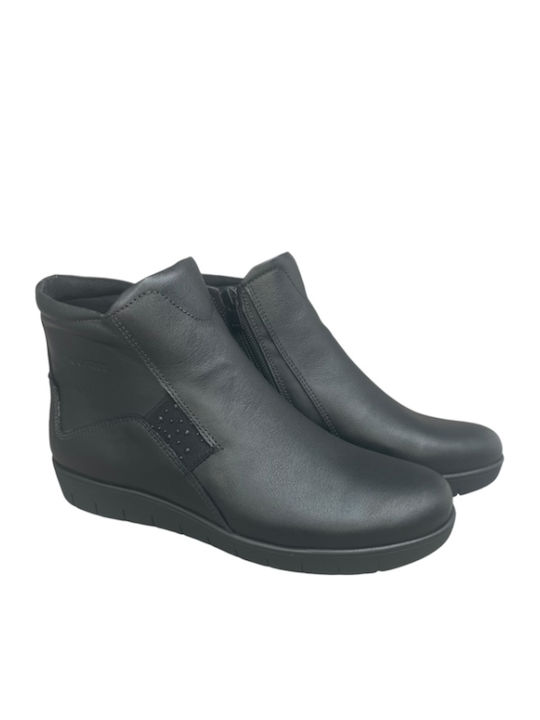Leather Women's Ankle Boots Platform Black