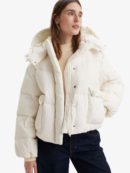Bubble Women's Short Puffer Jacket for Winter White
